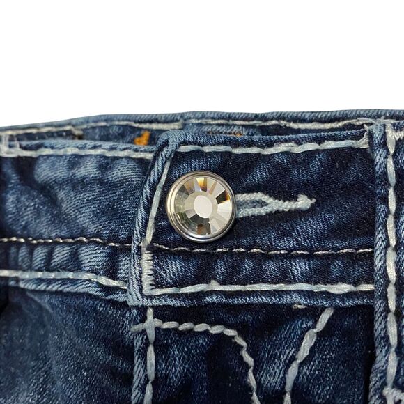 Rock Revival Distressed Ferry Ankle Skinny Jeans Bleach Wash Rhinestone Pockets - Picture 5 of 15